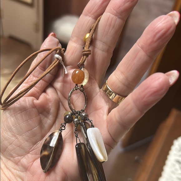 Silpada Boho Charm Necklace with Beads and leather chain - Picture 5 of 5